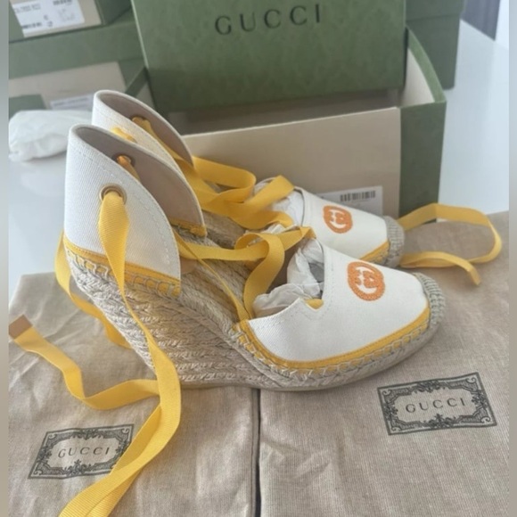 Gucci GG canvas wedge espadrilles EU Size 37.5 , US size 7.5 - Picture 9 of 11